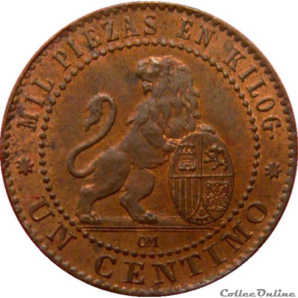 monnaie monde espagne 1 centimo monnayage provisoire 1870 om oeschger mesdach co km 19 660