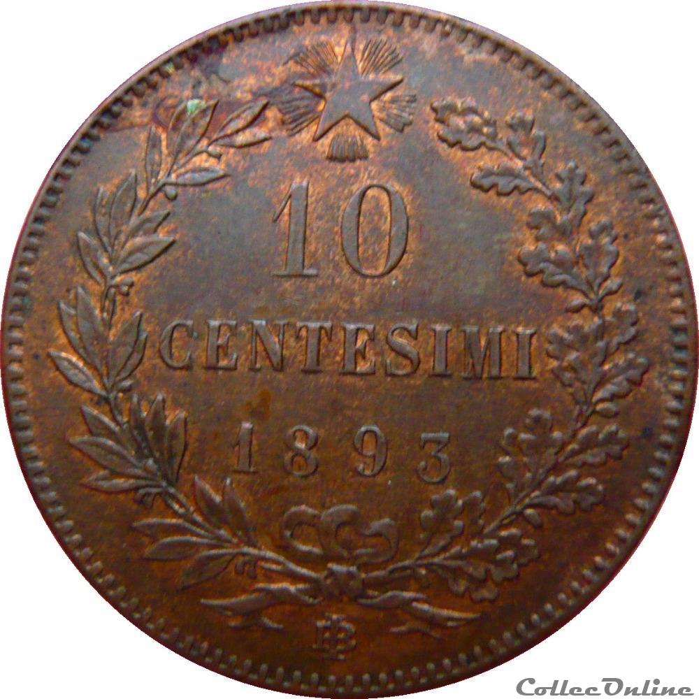 ITALIE 10 Centesimi Humbert Ier 1893 BI (Birmingham) Mont.61 monnaie monde italie 10 centesimi humbert ier 1893 bi birmingham mont 61