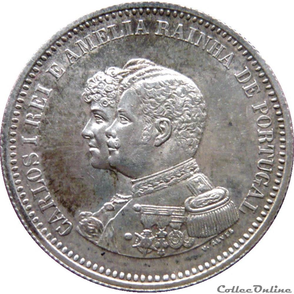 PORTUGAL 200 Réis Charles Ier et Amélie / 400ème anniversaire découverte des Indes 1898 Gom.10.01 monnaie monde portugal 200 reis charles ier et amelie 400eme anniversaire decouverte des indes 1898 gom 10 01