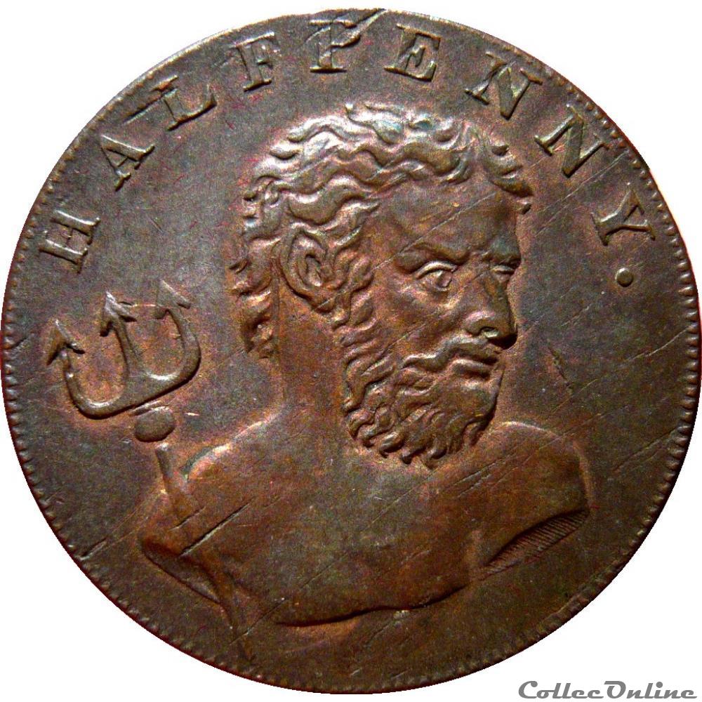 EN VENTE 1/2 Penny Londres (Middlesex) Pêcheries de Baleines Fowler / Neptune 1794 S.306 monnaie monde royaume uni en vente 1 2 penny londres middlesex pecheries de baleines fowler neptune 1794 s 306