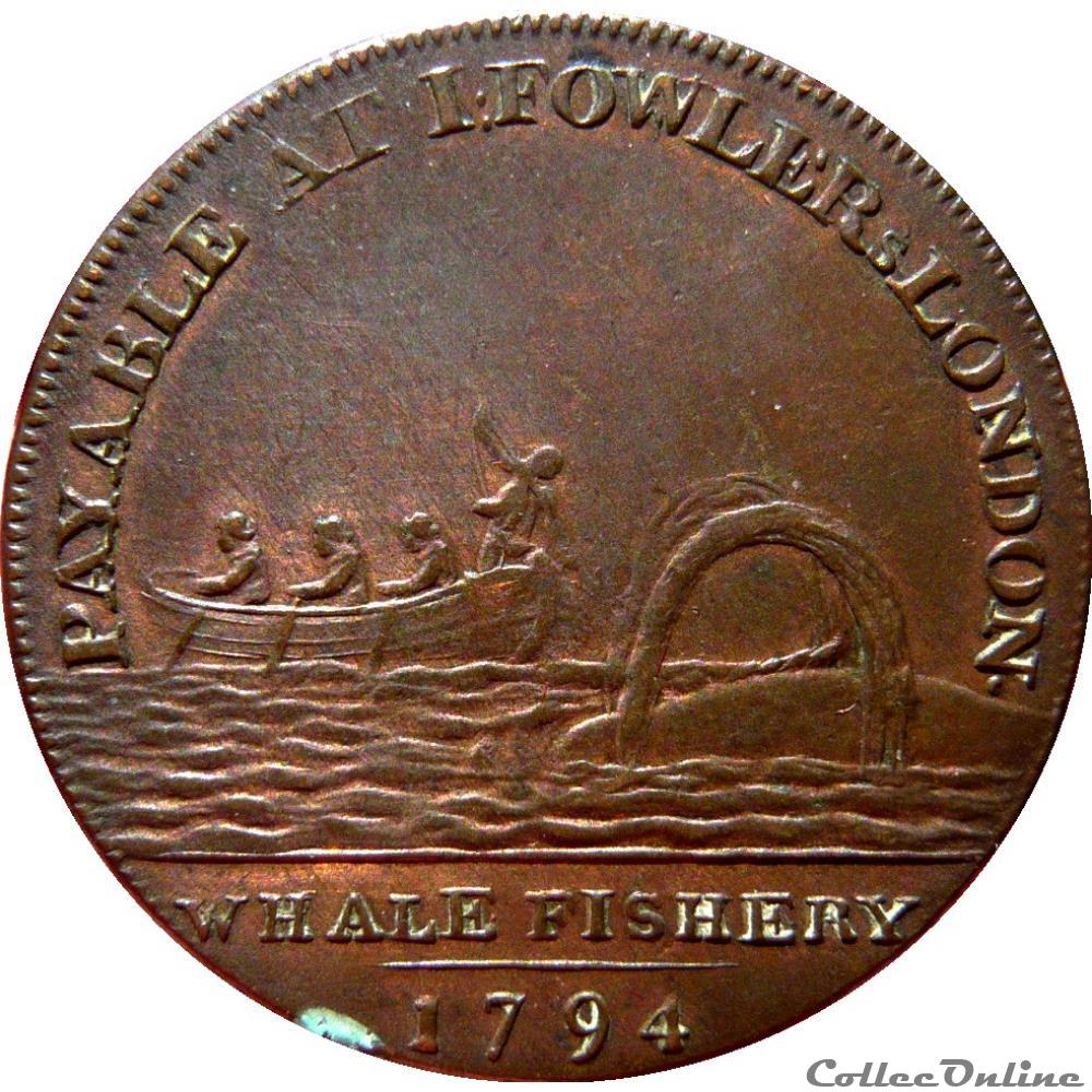EN VENTE 1/2 Penny Londres (Middlesex) Pêcheries de Baleines Fowler / Neptune 1794 S.306 monnaie monde royaume uni en vente 1 2 penny londres middlesex pecheries de baleines fowler neptune 1794 s 306