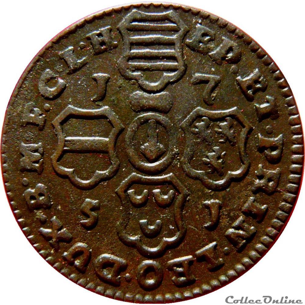 BELGIQUE - LIÈGE 2 Liards Évéché de Liège frappe au nom de Jean-Théodore de Bavière 1751 monnaie monde belgique liege 2 liards eveche de liege frappe au nom de jean theodore de baviere 1751