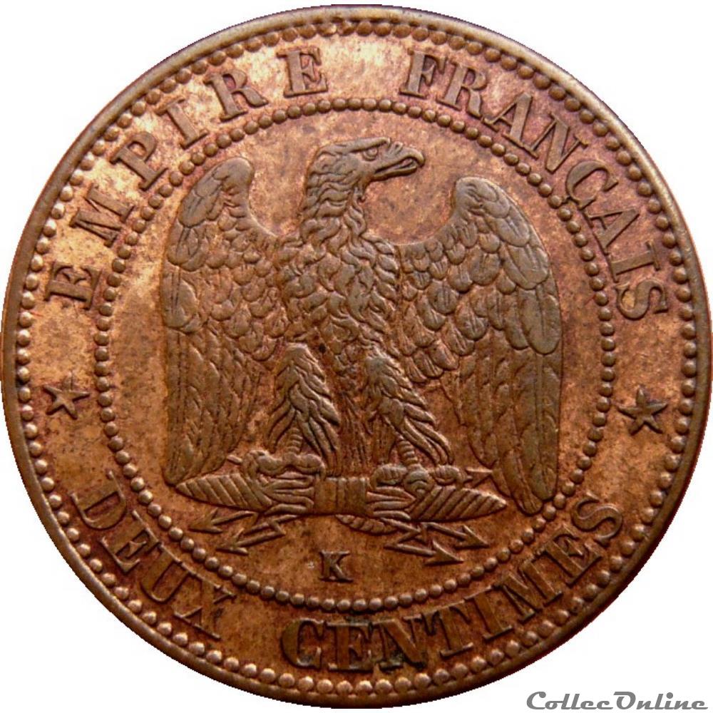 2 centimes Napoléon III, tête laurée 1862 K (Bordeaux) F.108A/7 monnaie france moderne 2 centimes napoleon iii tete lauree 1862 k bordeaux f 108a 7