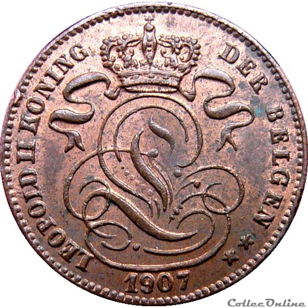BELGIQUE 1 Centime lion monogramme de Léopold II légende en flamand 1907 KM.20/34.1 monnaie monde belgique 1 centime lion monogramme de leopold ii legende en flamand 1907 km 20 34 1