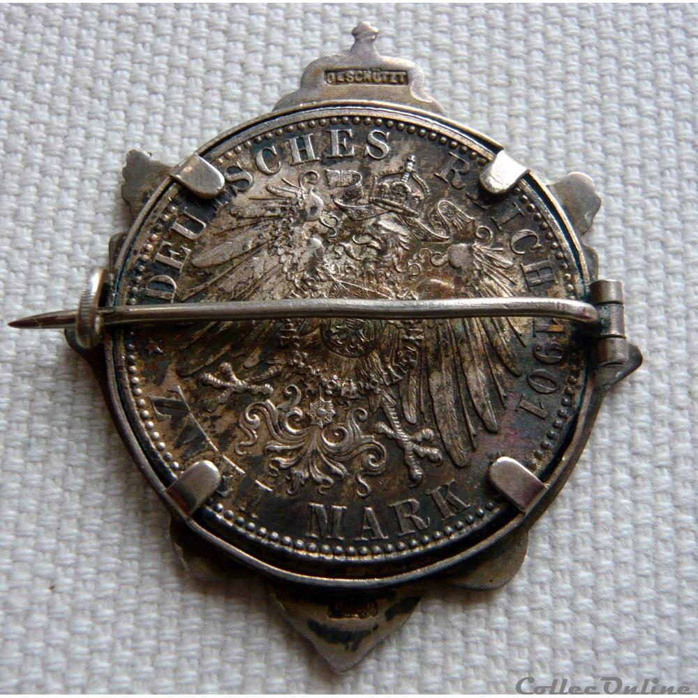Monture en argent / PRUSSE 2 Mark Guillaume II 200e anniversaire 1901 Berlin 2 monnaie monde allemagne monture en argent prusse 2 mark guillaume ii 200e anniversaire 1901 berlin