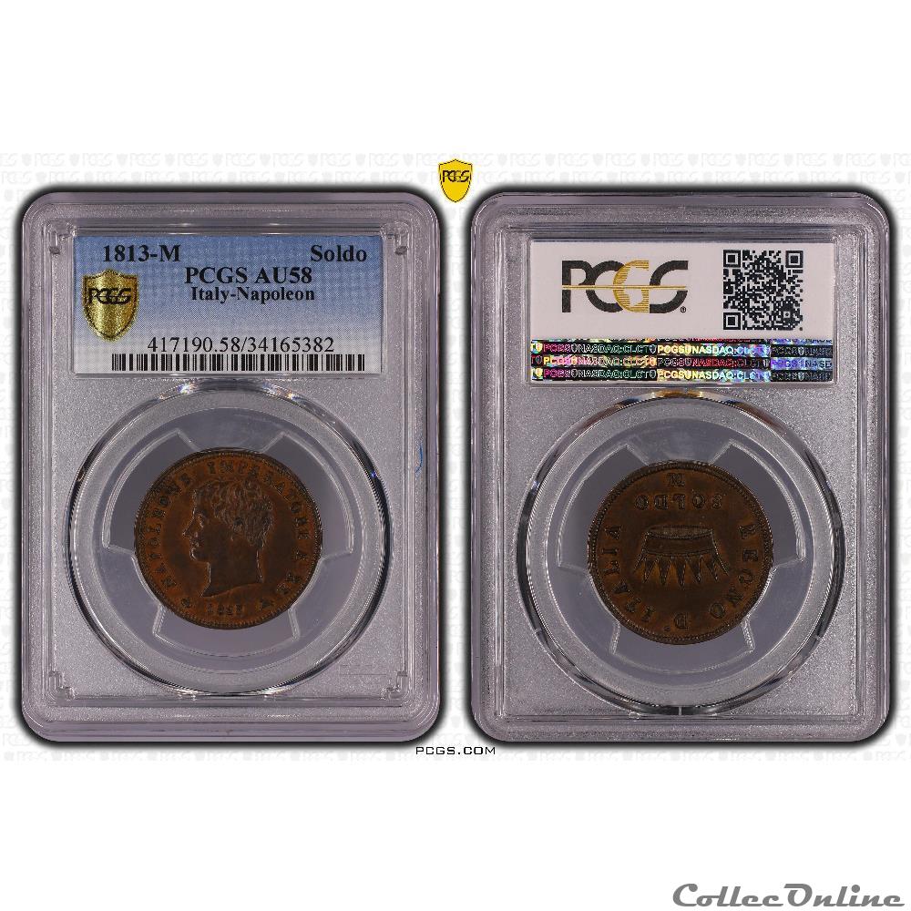 ITALIE - ROYAUME D'ITALIE - NAPOLÉON Ier 1 Soldo 1813 M (Milan) Mont.303 monnaie monde italie royaume italie napoleon ier 1 soldo 1813 m milan mont 303