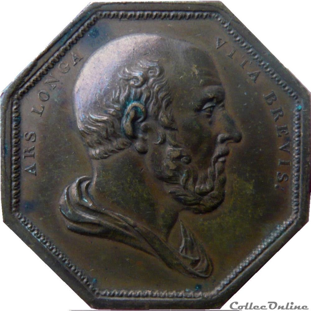 MÉDECINS/CHIRURGIENS - ASSISTANCE PUBLIQUE SOCIETE MEDICALE DE PARIS 1796 monnaie jeton mereaux france medecins chirurgiens assistance publique societe medicale de paris 1796