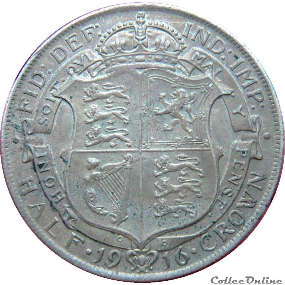 ROYAUME-UNI 1/2 Crown Georges V 1916 (Londres) KM.20/818.1 monnaie monde royaume uni 1 2 crown georges v 1916 londres km 20 818 1