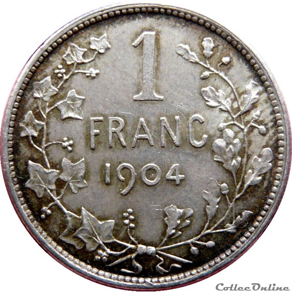 monnaie monde belgique 1 franc leopold ii legende francaise 1904