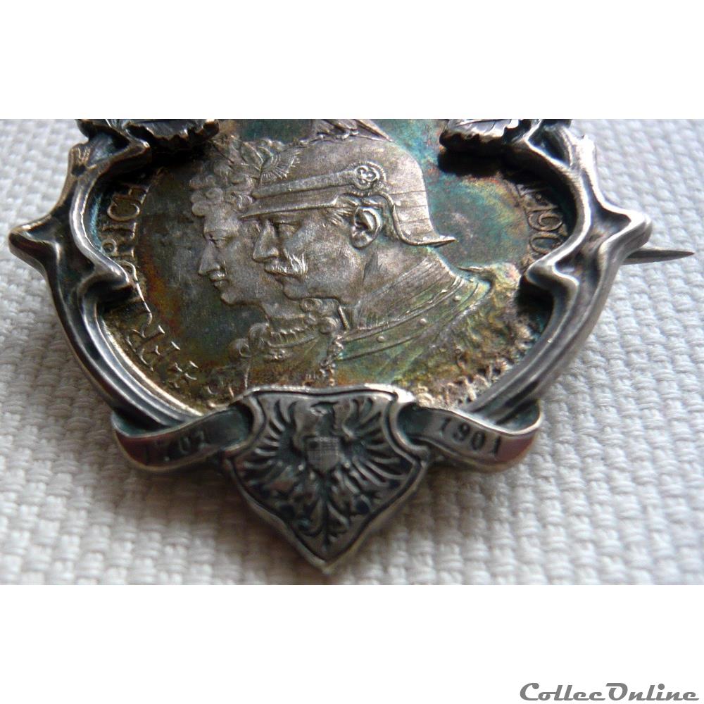 Monture en argent / PRUSSE 2 Mark Guillaume II 200e anniversaire 1901 Berlin 3 monnaie monde allemagne monture en argent prusse 2 mark guillaume ii 200e anniversaire 1901 berlin