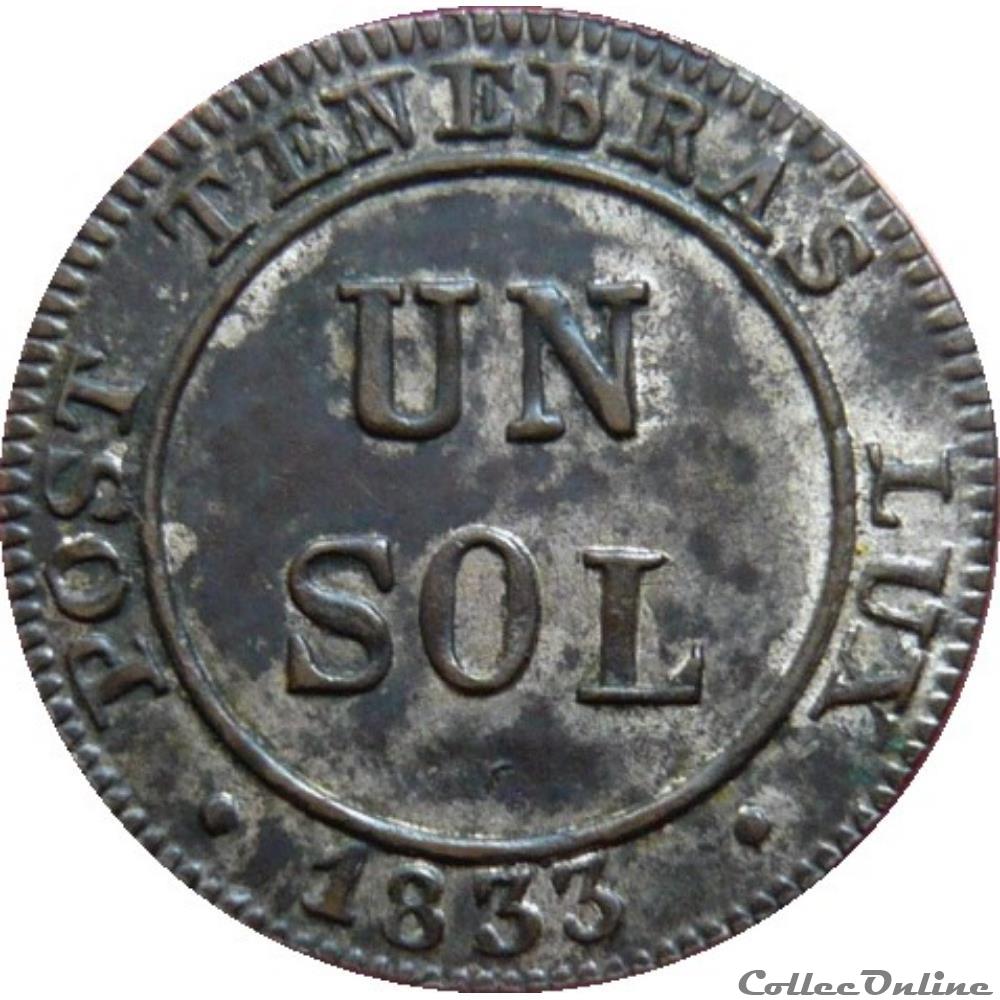 SUISSE - 1 Sol Canton de Genève 1833 KM.19/120 monnaie monde suisse 1 sol canton de geneve 1833 km 19 120