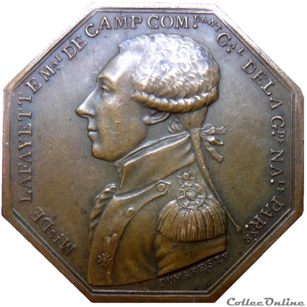 EN VENTE LAFAYETTE GARDE NATIONALE DE PARIS 1789 F.5475 monnaie jeton mereaux france en vente lafayette garde nationale de paris 1789 f 5475