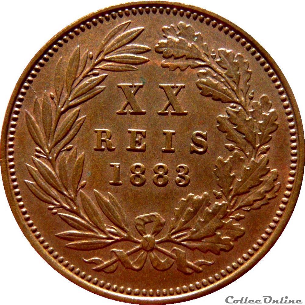 PORTUGAL 20 Réis Louis Ier 1883 Gom.07.02 3 monnaie monde portugal 20 reis louis ier 1883 gom 07 02