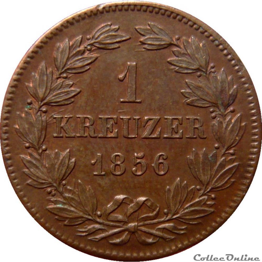ALLEMAGNE - BADE 1 Kreuzer Frédéric 1856 AKS131 monnaie monde allemagne bade 1 kreuzer frederic 1856 aks131