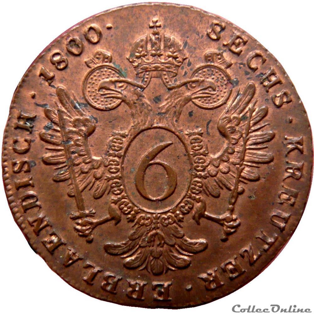 AUTRICHE 6 Kreuzer François II 1800 S (Schmollnitz) KM/WC.18/2128 monnaie monde autriche 6 kreuzer francois ii 1800 s schmollnitz km wc 18 2128