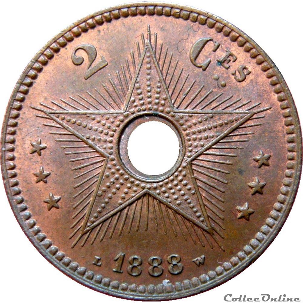 CONGO - ÉTAT INDÉPENDANT DU CONGO 2 Centimes 1888 KM.19/2 monnaie monde congo etat independant du congo 2 centimes 1888 km 19 2