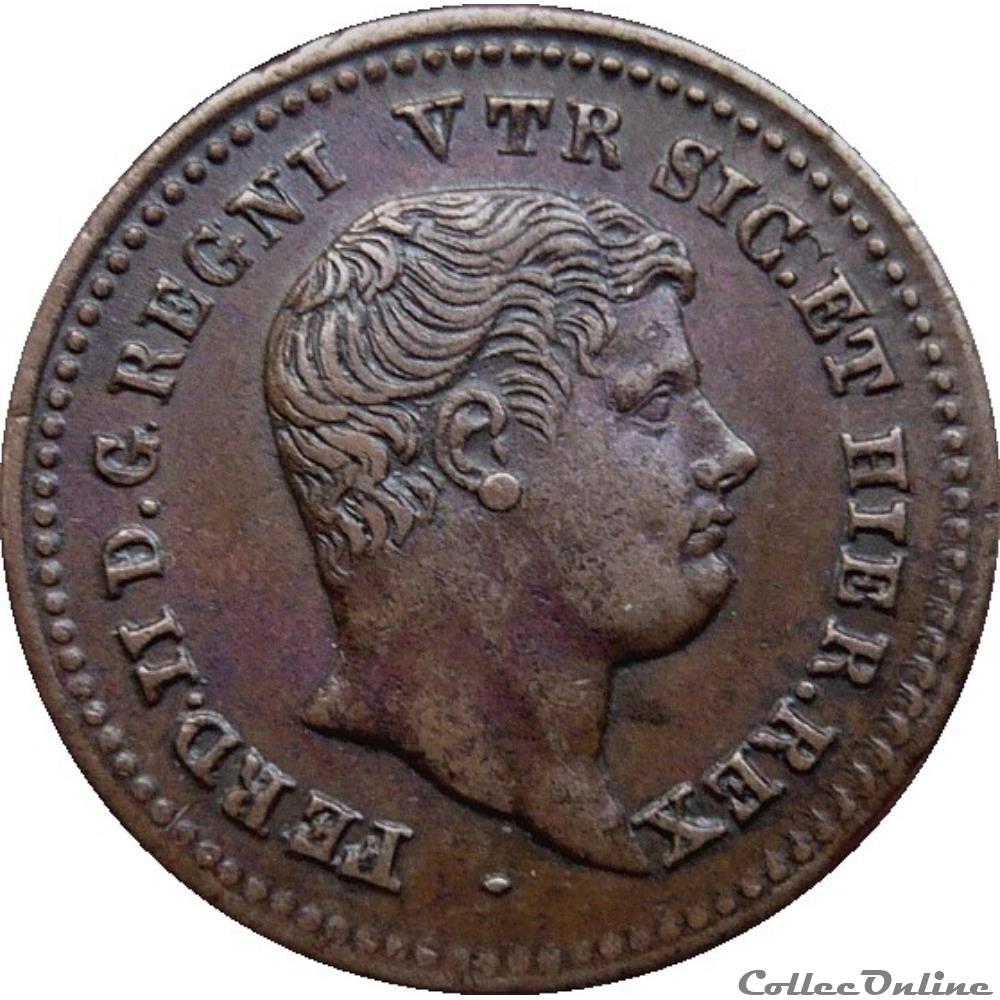 ITALIE - ROYAUME DES DEUX-SICILES 1/2 Tornese Ferdinand II 1838 (Naple) Mont.1223s monnaie monde italie royaume des deux siciles 1 2 tornese ferdinand ii 1838 naple mont 1223s