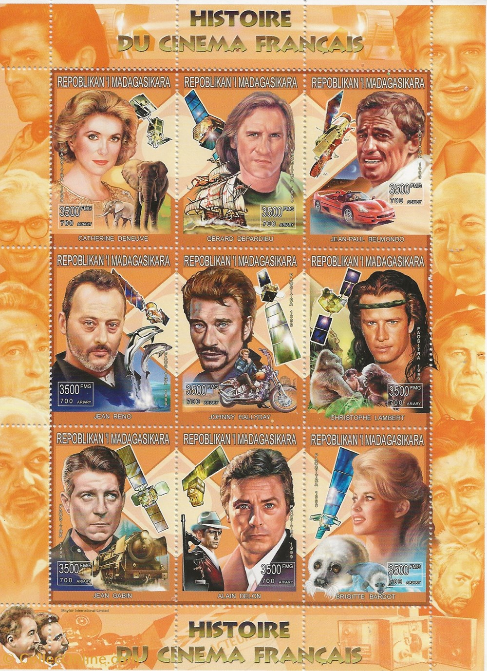timbres zzz bloc madagascar 1999 histoire du cinema francais