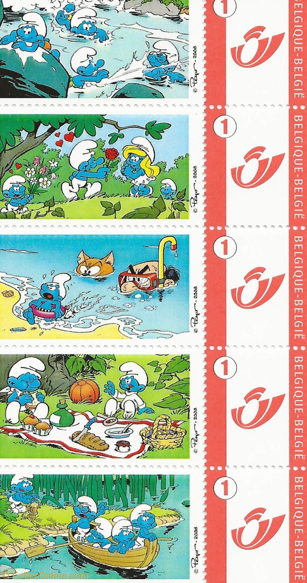 ZZZ - Belgique 2008 Duostamp - Les schtroumpfs timbres zzz belgique 2008 duostamp les schtroumpfs