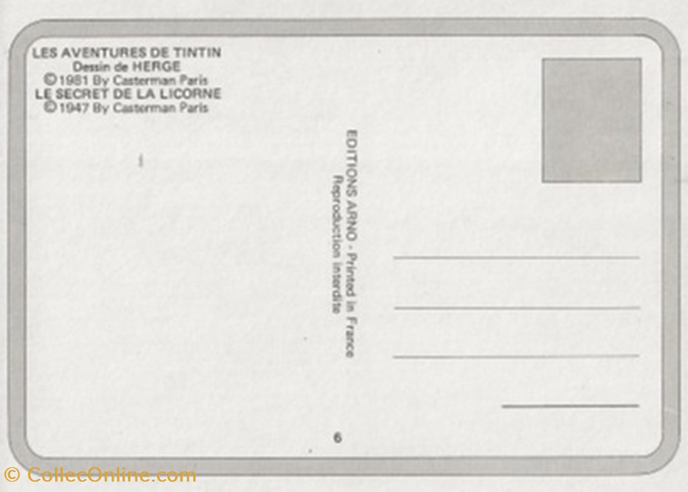 Tintin cartes postales bande dessinee tintin