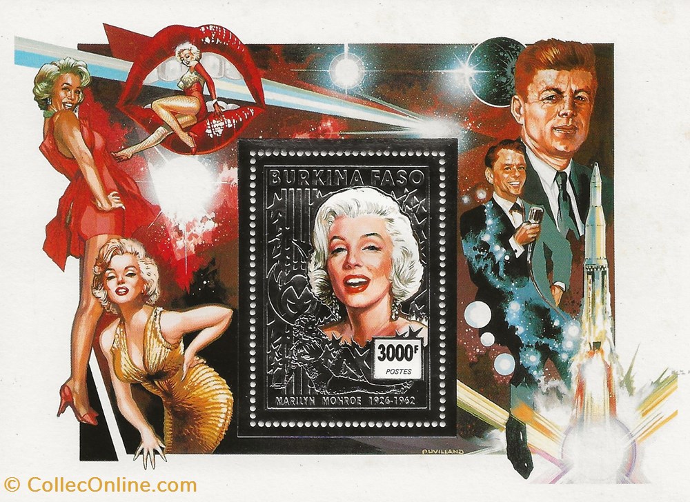 ZZZ Blocs (Burkina Faso) 1995 Marilyn Monroe 3 timbres zzz blocs burkina faso 1995 marilyn monroe