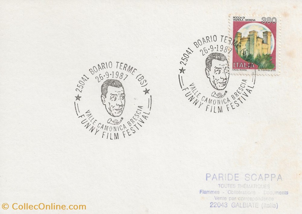 Boario Terme (italie) 1987 funny film festival timbres boario terme italie 1987 funny film festival