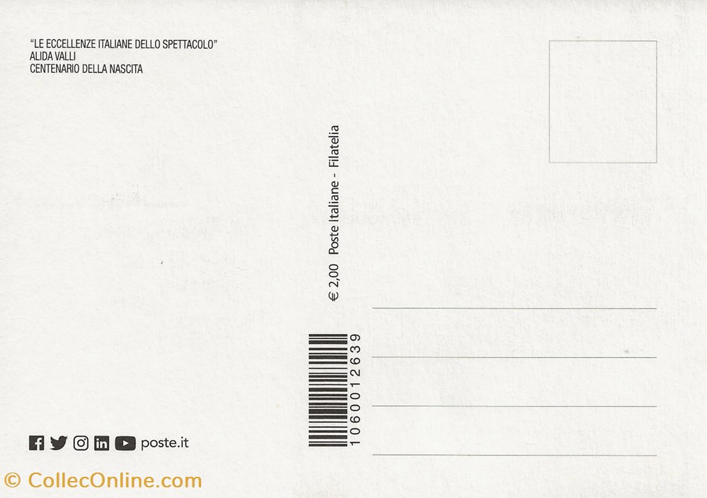 Rome (Italie) 2021 Alida Valli timbres rome italie 2021 alida valli