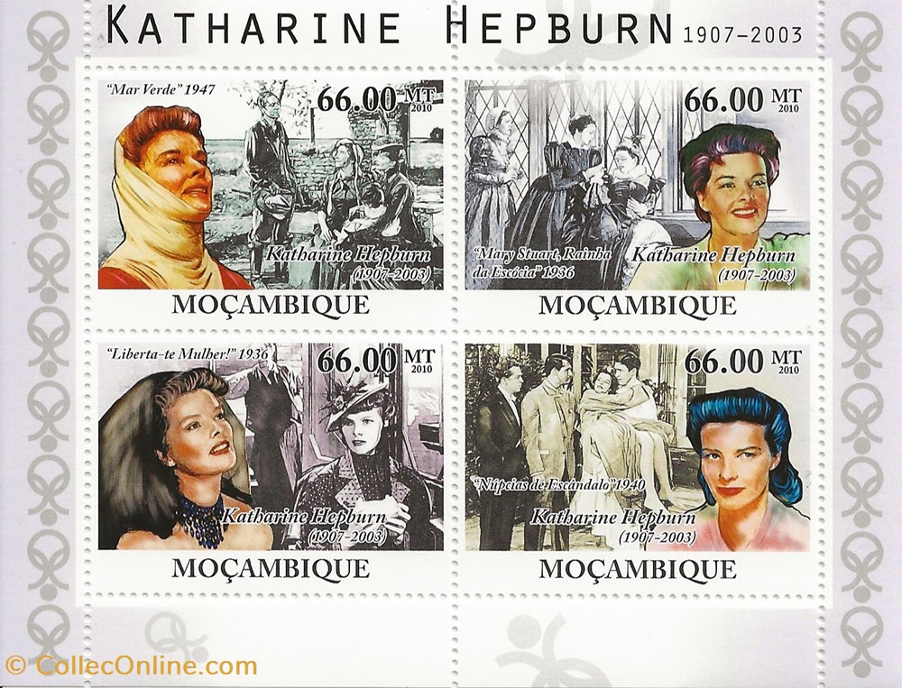 ZZZ Bloc (Mozambique) 2010 Katherine Hepburn timbres zzz bloc mozambique 2010 katherine hepburn