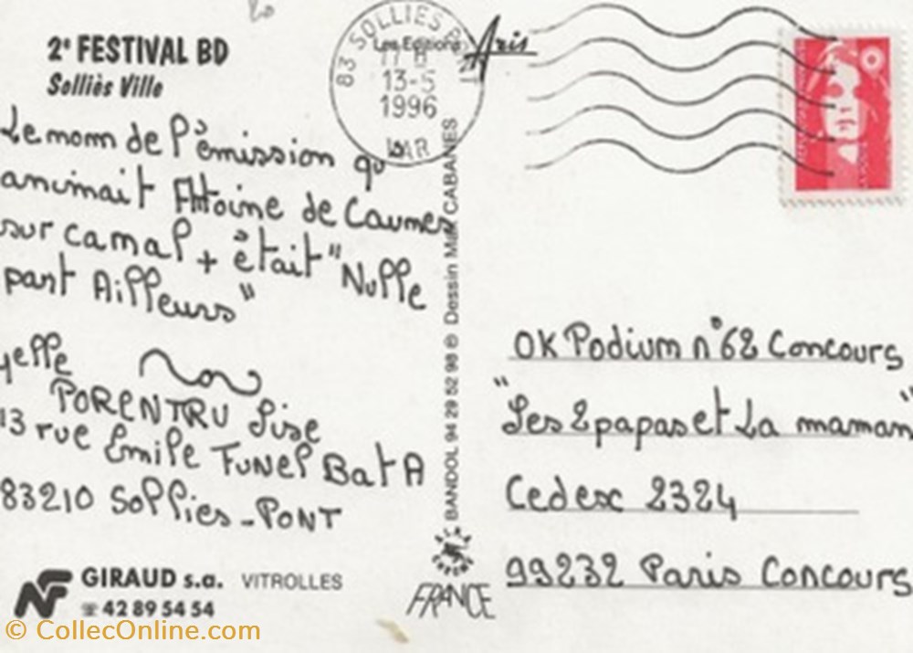 Solliès-Ville (83) 1990 cartes postales bande dessinee sollies ville 83 1990