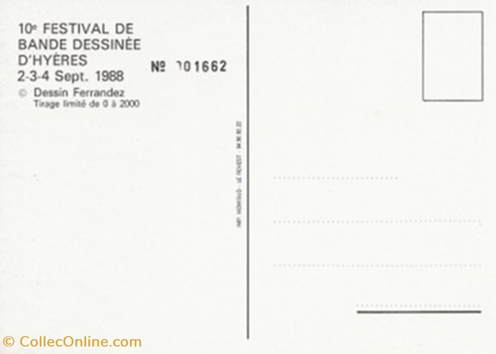cartes postales bande dessinee hyeres 83 1988