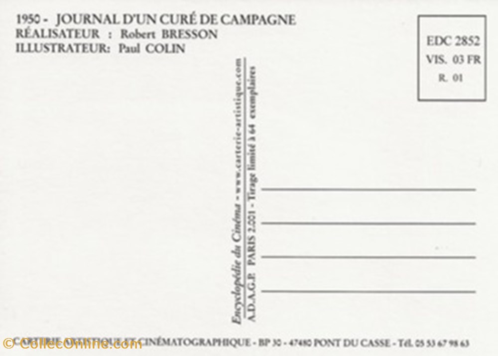 Journal d'un curé de campagne cartes postales autres journal un cure de campagne