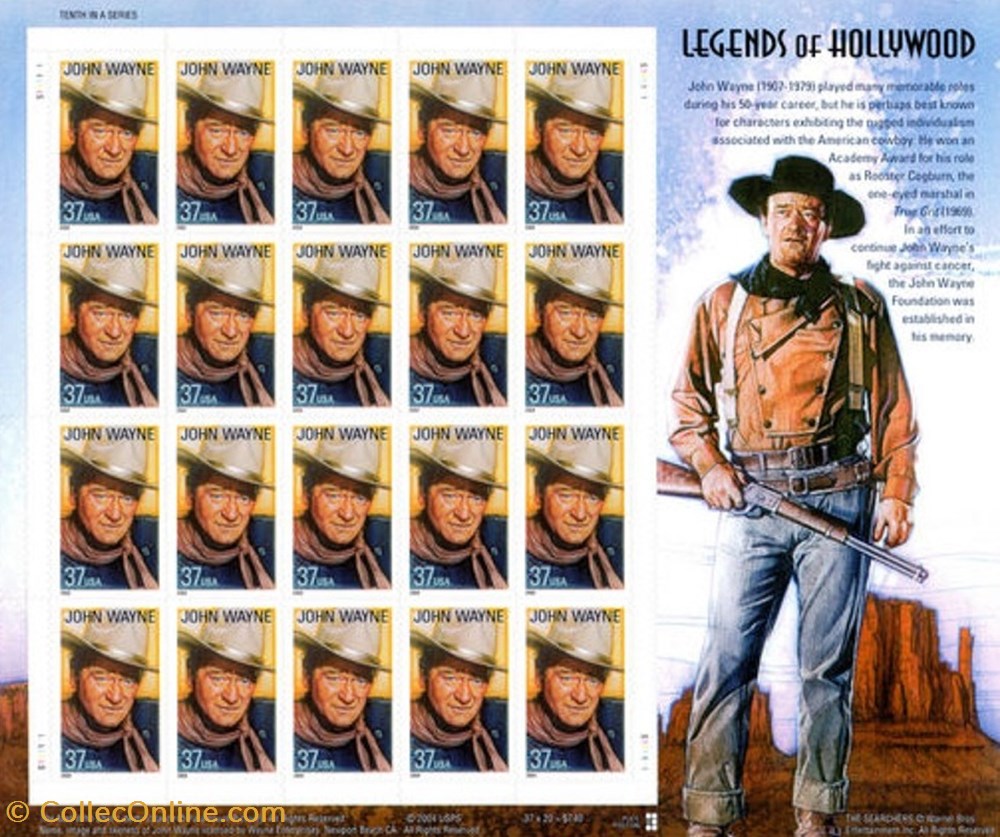 ZZZ Bloc (Etats-Unis) 2004 John Wayne - Legends of Hollywood timbres zzz bloc etats unis 2004 john wayne legends of hollywood