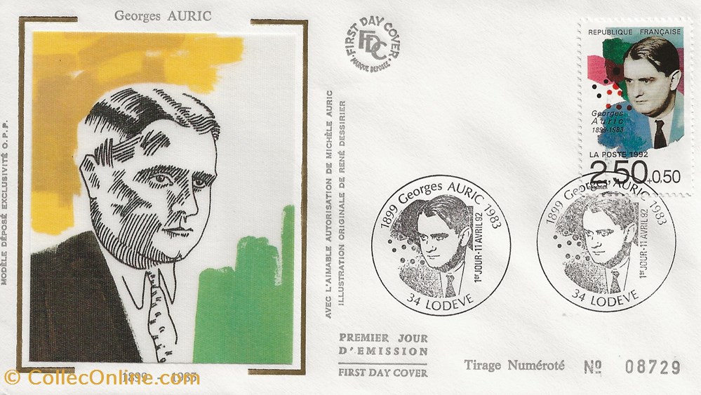 Lodève (34) 1992 Georges Auric timbres lodeve 34 1992 georges auric