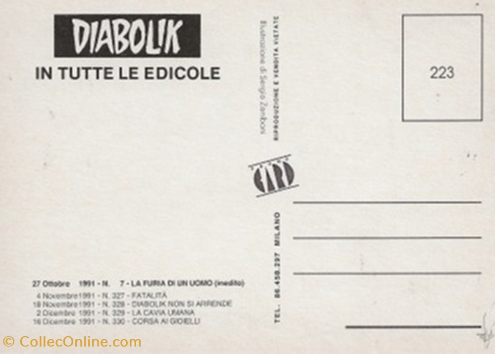 Diabolik cartes postales bande dessinee diabolik