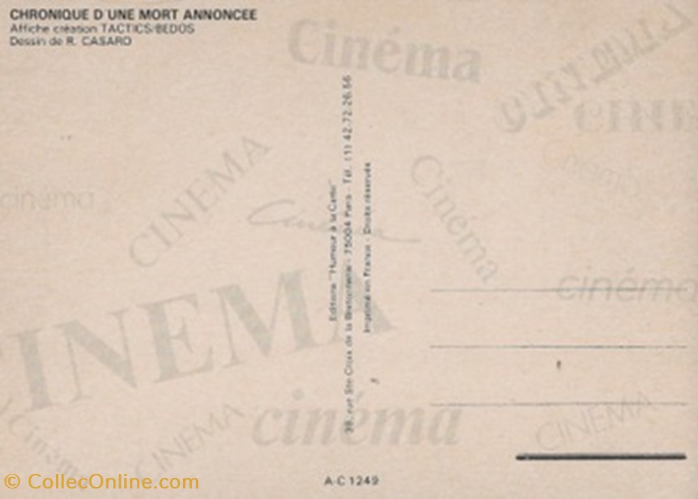Chronique d'une mort annoncée cartes postales autres chronique une mort annoncee