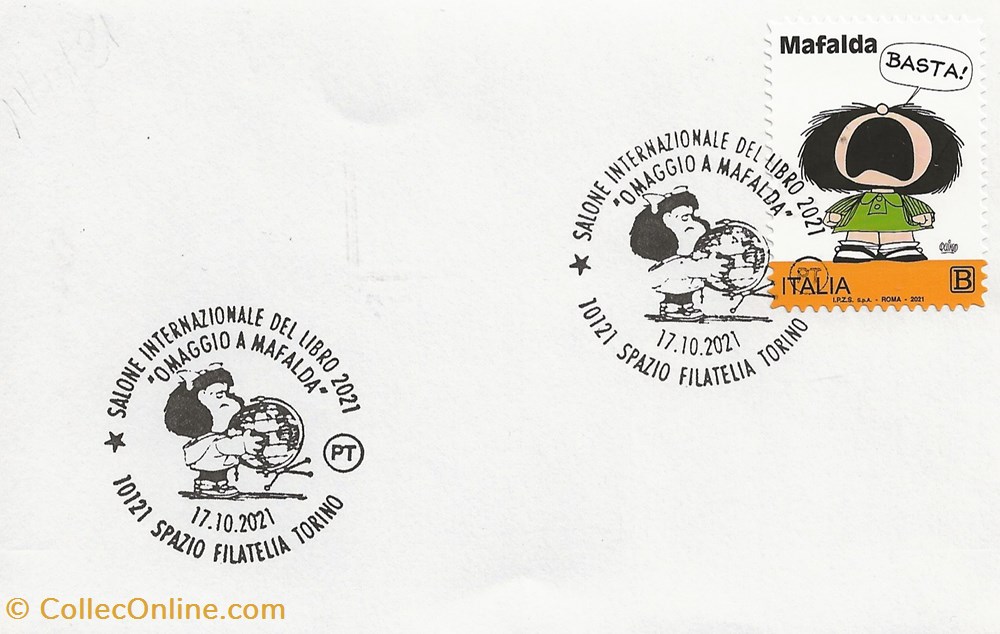 Torino (Italie) 2021 Salone internazionale del libro - Omaggio a Mafalda timbres torino italie 2021 salone internazionale del libro omaggio a mafalda