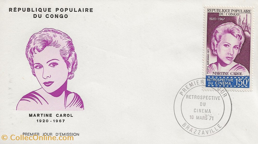 timbres brazzaville congo 1971 martine carol retrospective du cinema