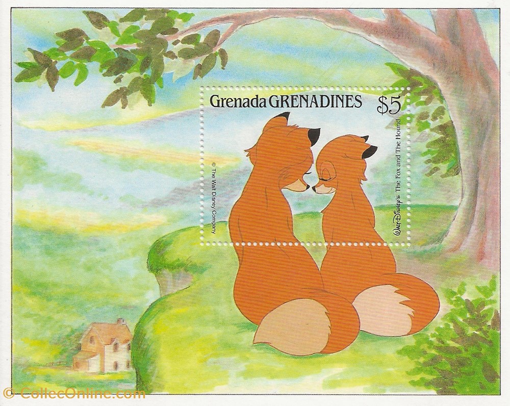 ZZZ Blocs (Grenada Grenadines) 1988 The fox and the hound timbres zzz blocs grenada grenadines 1988 the fox and the hound