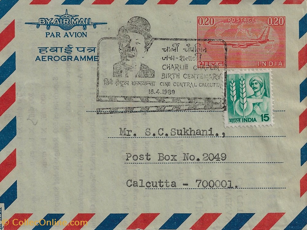Calcutta (Inde) 1989 Charlie Chaplin Birth Centenary timbres calcutta inde 1989 charlie chaplin birth centenary