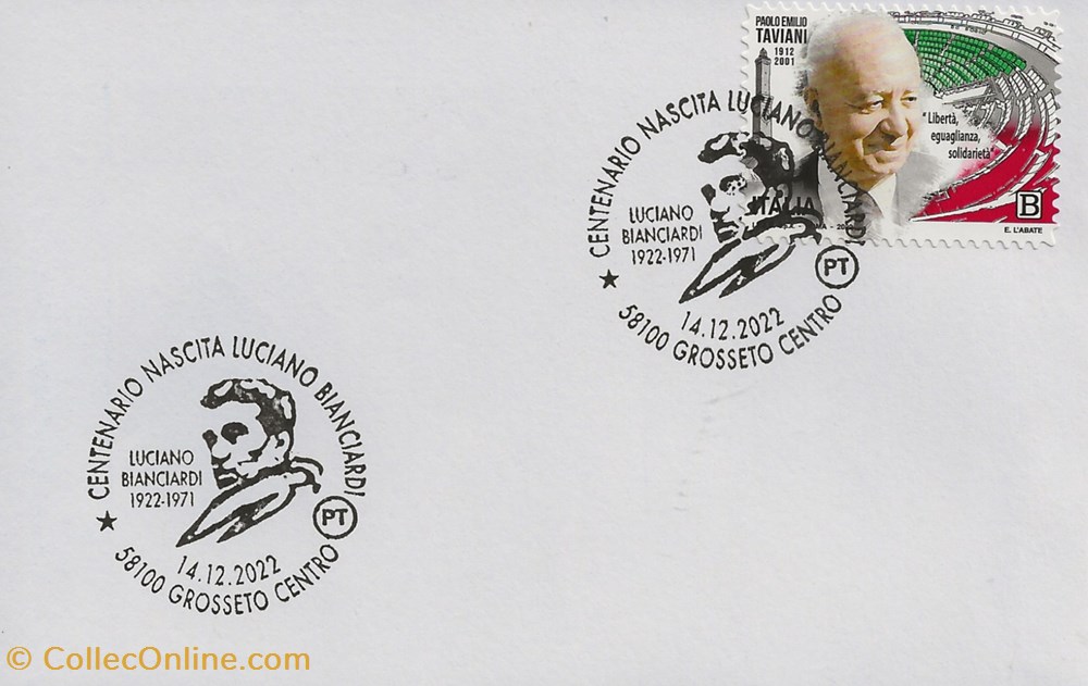 Grosseto (Italie) 2022 Centenario nascita Luciano Bianciardi timbres grosseto italie 2022 centenario nascita luciano bianciardi