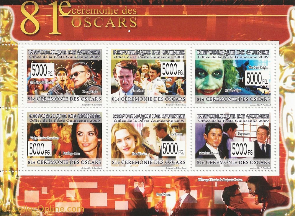 ZZZ Bloc (République de Guinée) 81ème cérémonie des oscars timbres zzz bloc republique de guinee 81eme ceremonie des oscars