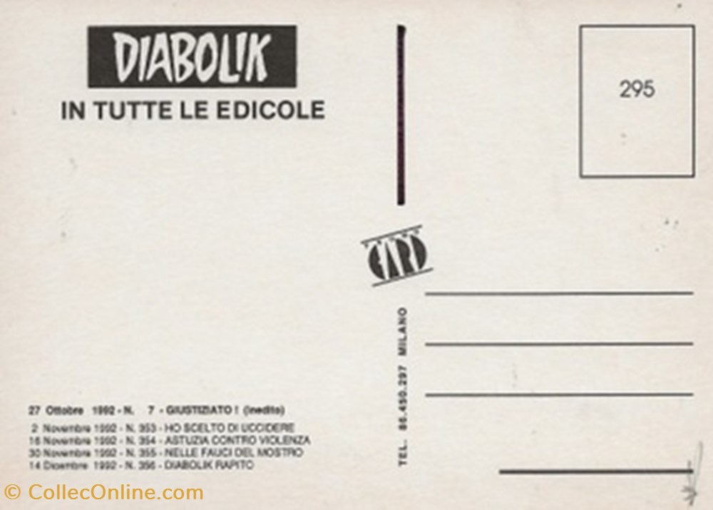 Diabolik cartes postales bande dessinee diabolik