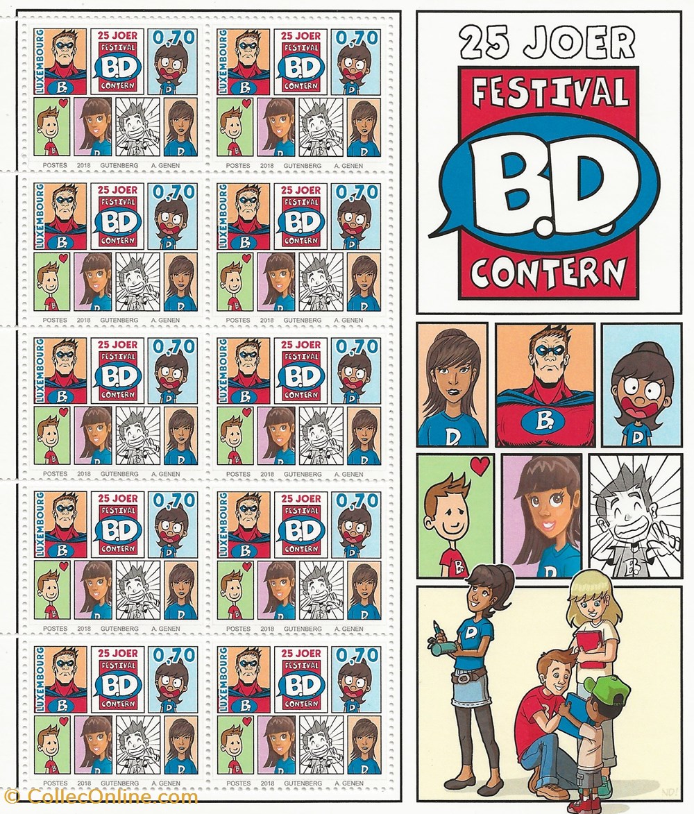 ZZZ - Luxembourg 2018 Bloc 25 Joer festival BD Contern timbres zzz luxembourg 2018 bloc 25 joer festival bd contern