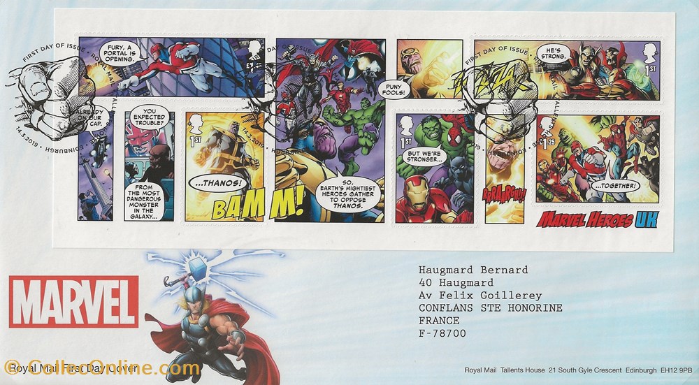 timbres edimburgh grande bretagne 2019 marvel