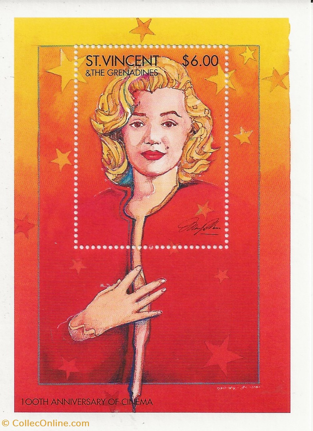 timbres zzz bloc saint vincent grenadines 1995 centenaire du cinema