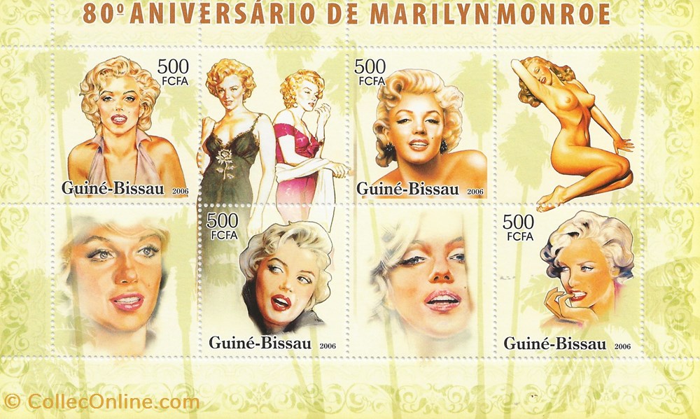 ZZZ Bloc (Guinée Bissau) 2006 Marilyn Monroe timbres zzz bloc guinee bissau 2006 marilyn monroe