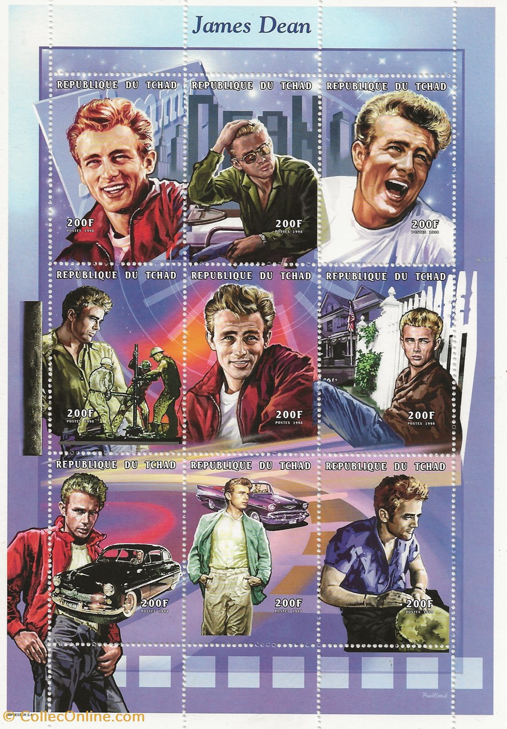 ZZZ Bloc (Tchad) 1998 James Dean timbres zzz bloc tchad 1998 james dean
