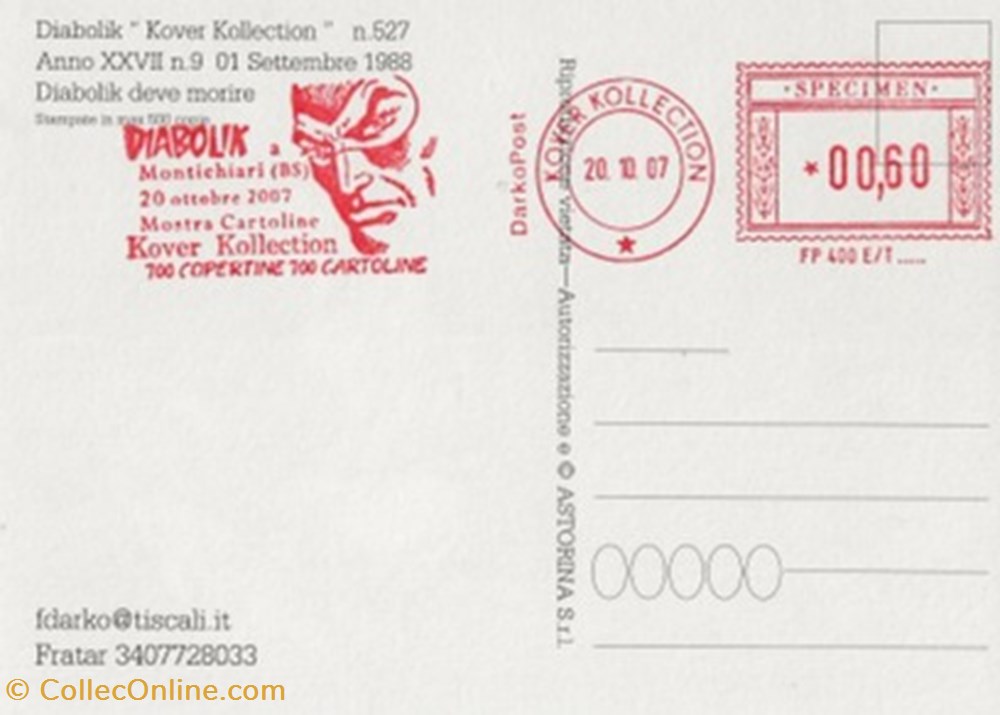 Diabolik anno 27 - 9 cartes postales bande dessinee diabolik anno 27 9