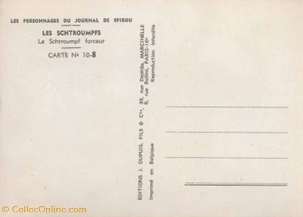 Schtroumpfs cartes postales bande dessinee schtroumpfs