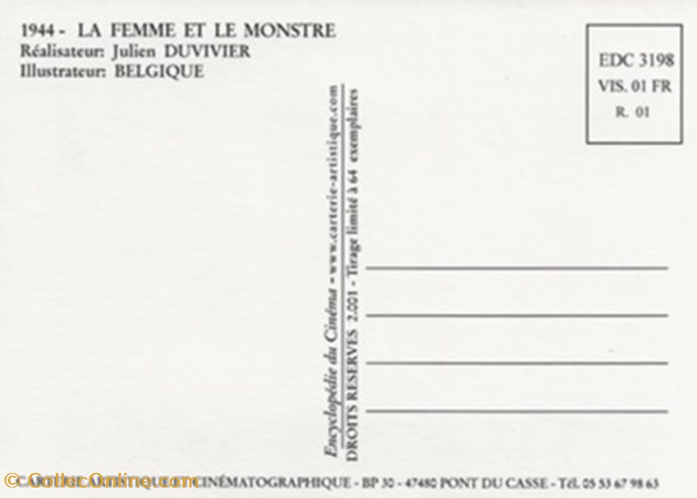 cartes postales autres la femme et le monstre
